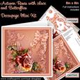 Autumn Roses with Lace and Butterflies 8inx8in Decoupage Kit