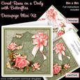 Coral Roses on a Doily with Butterflies 8x8 Decoupage Kit