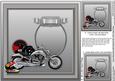 Silver Motorbike with Helmet Matching 8inx8in Insert Plate