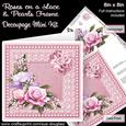 Roses on a Lace and Pearls Frame 8inx 8in Decoupage Mini Kit