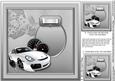 White Porsche Car on a Steel Surface Matching 8inx8in Insert