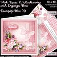 Pink Roses and Blackberries with Organza Bow 8x8 Decoup Mini