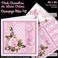Pink Camelias on Lace Trims 8in x 8in Decoupage Mini Kit