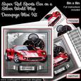 Super Red Sports Car on a Silver World Map 8x8 Decoupage Kit