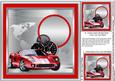 Super Red Sports Car on a Silver World Map Matching 8x8 Ins