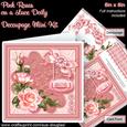 Pink Roses on a Lace Doily 8in x 8in Decoupage Mini Kit