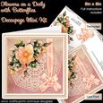 Vintage Peach Roses on a Lace Doily 8in x 8in Decoupage Mini