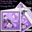 Purple and Lilac Roses on a Lace Doily 8 x 8 Decoupage Kit
