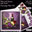 Wine and Grapes with Bird 8in x 8in Decoupage Mini Kit