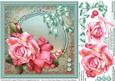 Pink Roses on a Teal Frame 8in x 8in Decoupage