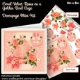 Coral Velvet Roses on a Golden Bird Cage 8in x 8in Decoupage