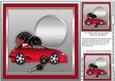 Red Sports Car with Silver Shield Label Matching 8x8 Insert