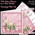 Pink Lotus Flowers on a Lace Border 8in x 8in Decoupage Kit