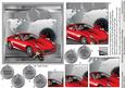 Red Sports Car on a Silver World Map 6in x 6in Pyramage