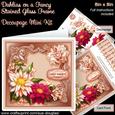 Dahlias on a Stained Glass Frame 8inx 8in Decoupage Mini Kit