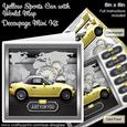 Yellow Sports Car with World Map 8inx8in Decoupage Mini Kit