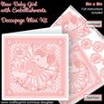 New Baby Girl with Embellishments 8inx8in Decoupage Mini Kit