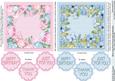 Blue and Pink Floral with Butterflies 5in x 5in Card Fronts