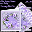 Lilac Spring Pansies on a Doily 8in x 8in Decoupage Mini Kit
