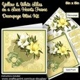 Yellow & White Lilies on a Lace Hearts Frame 8in x 8in Decoupage Mini Kit