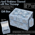 Gift Box April Birthstone Diamond with Bow Decoupage