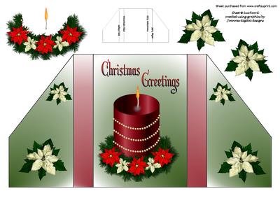 Candle & Poinsetta Reverse-fold Card
