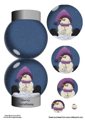 Snowman Snowglobe Shaped Card