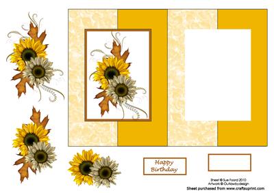 Sunflowers Birthday Foldback Card