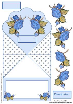 Blue Rose Fan-shaped Diamond Top Thank You Card