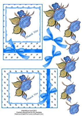 Blue Rose Thank You -card Fronts Duo