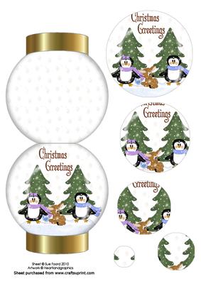 Pair of Penguins Snowglobe Christmas Card