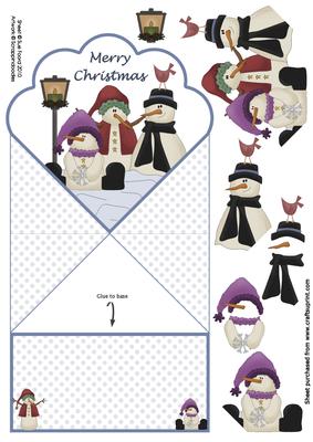 Snow Pals Fan Shaped Diamond Top Christmas Card