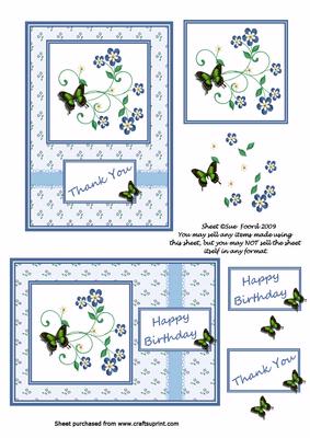Blue Daisies Card-fronts and Decoupage Topper