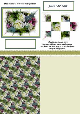 White Roses Checkerboard 3D Topper