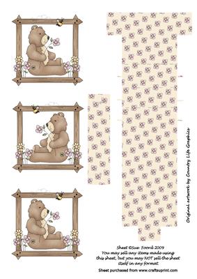 Teddy in Wooden Frame Waterfall