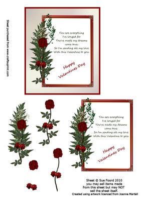 Rose & Hearts Valentine Frame Pearl Topper
