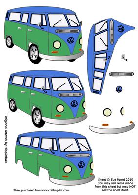 Vw Campervan Decoupage Sheet
