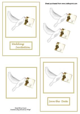Wedding Invitation and Save the Date Decoupage Card Fronts -gold