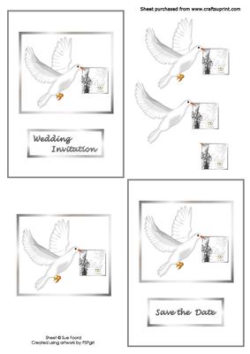 Wedding Invitation and Save the Date Decoupage Card Fronts ? Silver