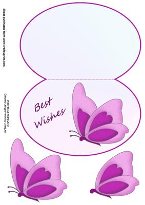 Pink Butterfly Best Wishes Wobble Card
