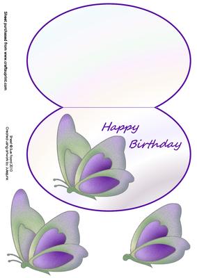 Purple Butterfly Birthday Wobble Card
