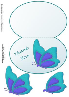 Blue Butterfly Thank You Wobble Card