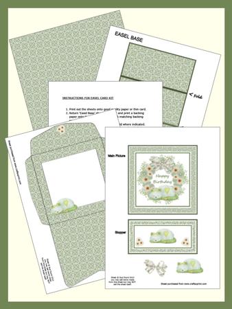 Cat and Daisies Birthday Easel Card Kit