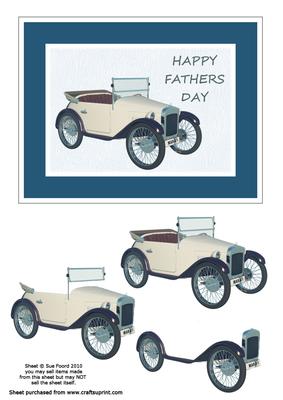 Fathers Day Vintage Car Card Front with Decoupage Layers