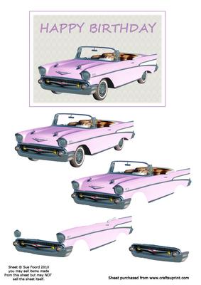 Pink Cadilac Decoupage Topper