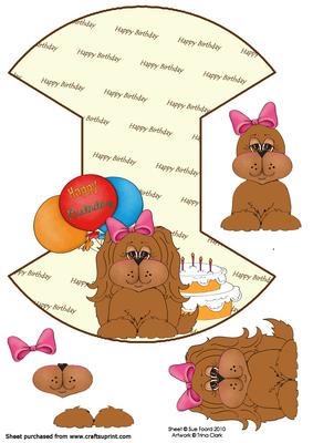 Girly Dog Birthday Wobble Card
