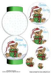 Teddy with Gift - Snowglobe Shaped Card
