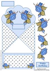 Blue Rose Fan-shaped Diamond Top Birthday Card