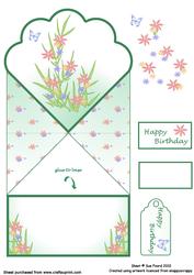 Floral Fan Shaped Diamond Top Birthday Card