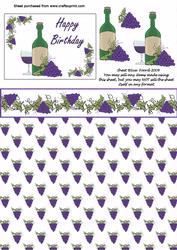 Birthday Wine Decoupage Sheet